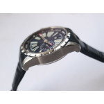 Excalibur DBEX0543 Titanium 1:1 Best Edition Blue Dial Black Leather Strap Micro Rotor Movement  TBF