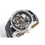 Excalibur Rddbex0393 SS Diamonds Bezel Best Edition Skeleton Dial Leather Strap A2136 Tourbillon BBR