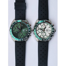 Tag F1 Chrono Calibre 16 SS Green&White Dials Rubber Quartz