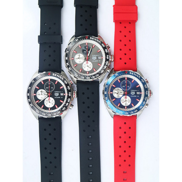  Tag F1 Chrono Calibre 16 SS Black&Grey&Blue Dials Rubber Quartz