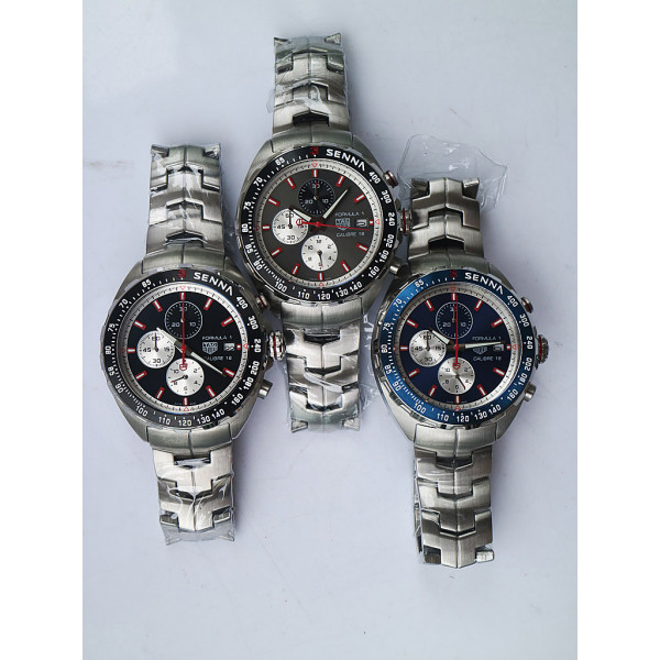 Tag F1 Chrono Calibre 16 SS Grey&Blue&Black Dials Bracelet Quartz