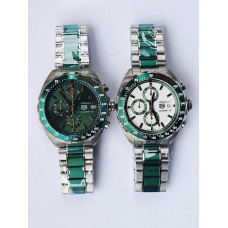 Tag F1 Chrono Calibre 16 SS TT Green&White Dials Bracelet Quartz