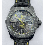 AquaRacer Calibre 5 DLC Case CF Bezel Yellow Numbers Nylon Strap A2824