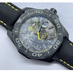 AquaRacer Calibre 5 DLC Case CF Bezel Yellow Numbers Nylon Strap A2824