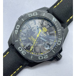 AquaRacer Calibre 5 DLC Case CF Bezel Yellow Numbers Nylon Strap A2824