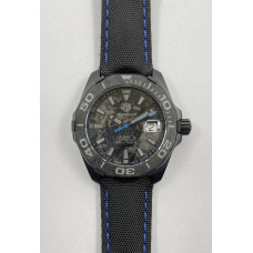 Aquaracer Calibre 5 PVD 41mm 1:1 Best Edition Carbon/Blue Dial on Black Nylon Strap TARF SW200