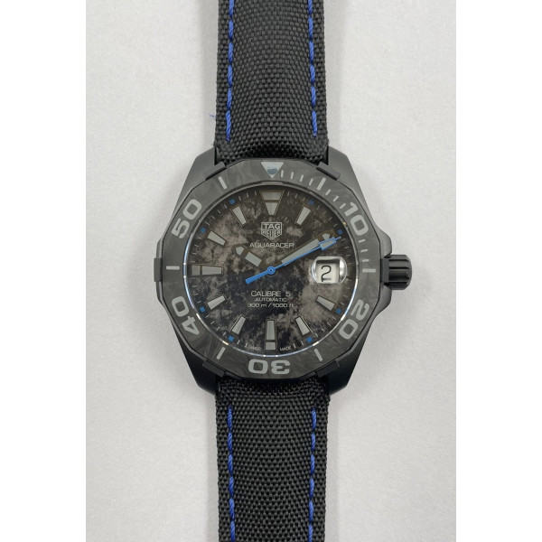 Aquaracer Calibre 5 PVD 41mm 1:1 Best Edition Carbon/Blue Dial on Black Nylon Strap TARF SW200