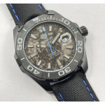 Aquaracer Calibre 5 PVD 41mm 1:1 Best Edition Carbon/Blue Dial on Black Nylon Strap TARF SW200
