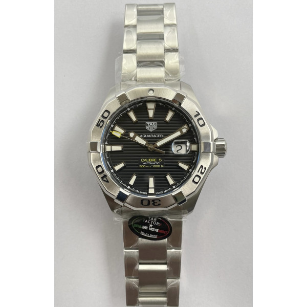 Aquaracer Calibre 5 44mm 1:1 Best Edition Black Dial SS Bezel on SS Bracelet TARF SW200