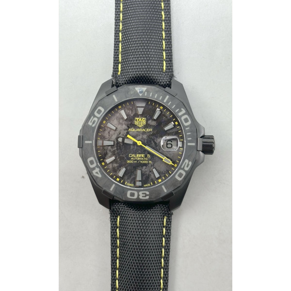 Aquaracer Calibre 5 PVD 41mm 1:1 Best Edition Carbon/Yellow Dial on Black Nylon Strap TARF SW200