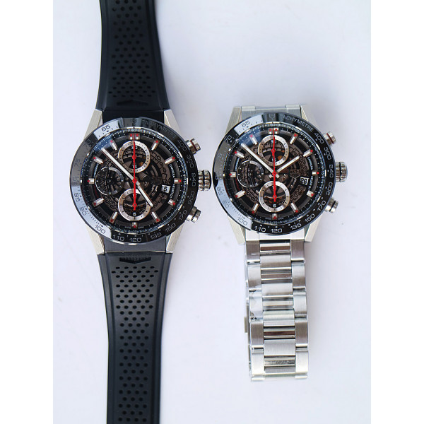Carrera Calibre HEUER 01 Chrono 43mm Ceramic Bezel Black SS Case XF A1887