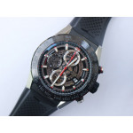 Carrera Calibre HEUER 01 Chrono 45mm Ceramic Bezel Black SS Case Rubber Strap XF A1887
