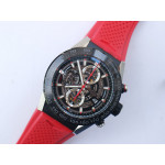 Carrera Calibre HEUER 01 Chrono 45mm Ceramic Bezel Black SS Case Rubber Strap XF A1887