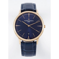 Patrimony Date RG 1:1 Best Edition Blue Dial Leather Strap PPF MIYOTA 9015