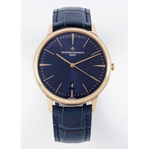 Patrimony Date RG 1:1 Best Edition Blue Dial Leather Strap PPF MIYOTA 9015