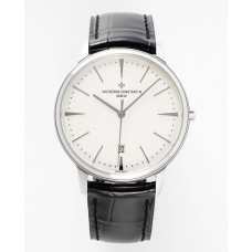 Patrimony Date SS 1:1 Best Edition White Dial Leather Strap PPF MIYOTA 9015