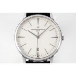 Patrimony Date SS 1:1 Best Edition White Dial Leather Strap PPF MIYOTA 9015