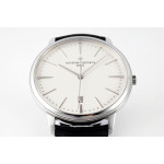 Patrimony Date SS 1:1 Best Edition White Dial Leather Strap PPF MIYOTA 9015