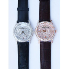 Traditionnelle High Jewellery Watch SS Full Diamonds Leather Strap MIYOTA9015