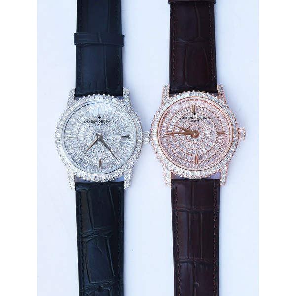 Traditionnelle High Jewellery Watch SS Full Diamonds Leather Strap MIYOTA9015