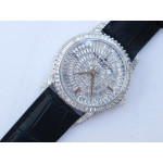 Traditionnelle High Jewellery Watch SS Full Diamonds Leather Strap MIYOTA9015