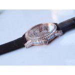 Traditionnelle High Jewellery Watch SS Full Diamonds Leather Strap MIYOTA9015