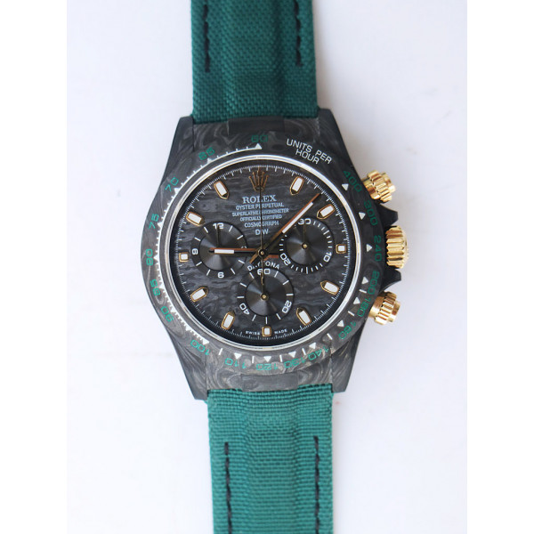 Daytona DIW Carbon Best Edition Carbon/Black Dial Green Leather Strap A4130 OMF